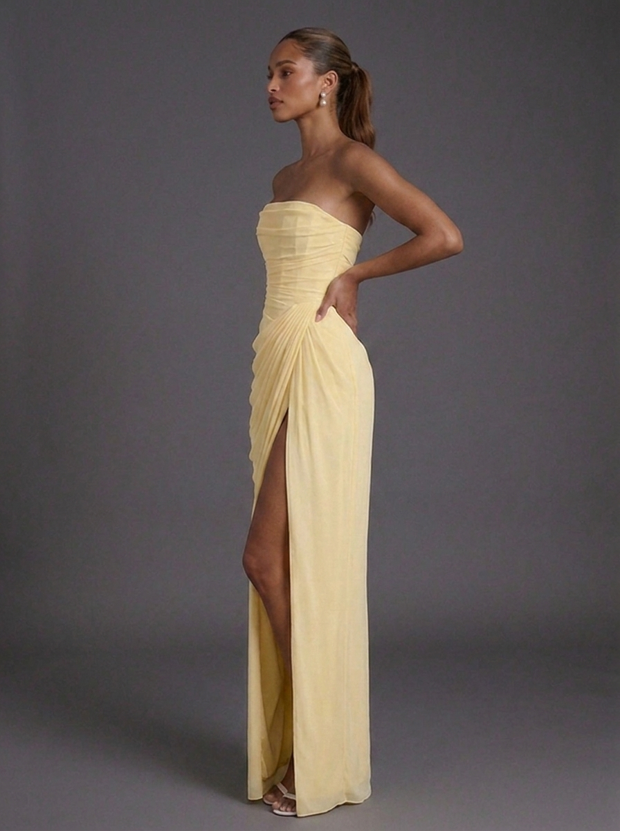 Marlou Strapless Corset Ruched Maxi Dress