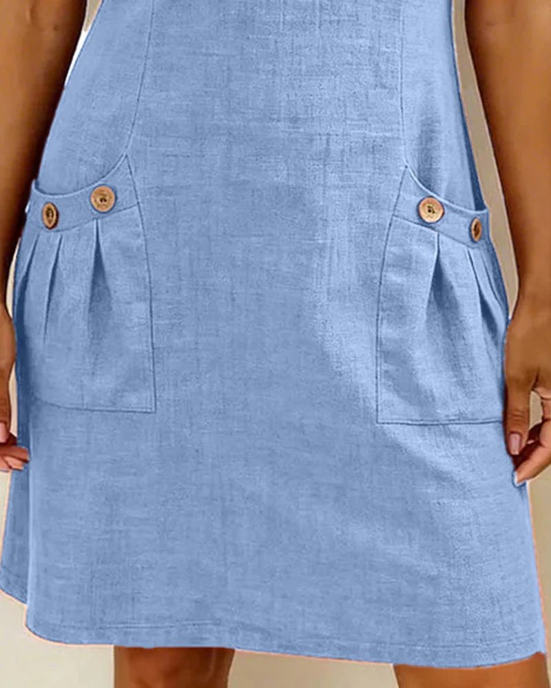 Bella A-Line Short-Sleeved Pocket Zipper Dress