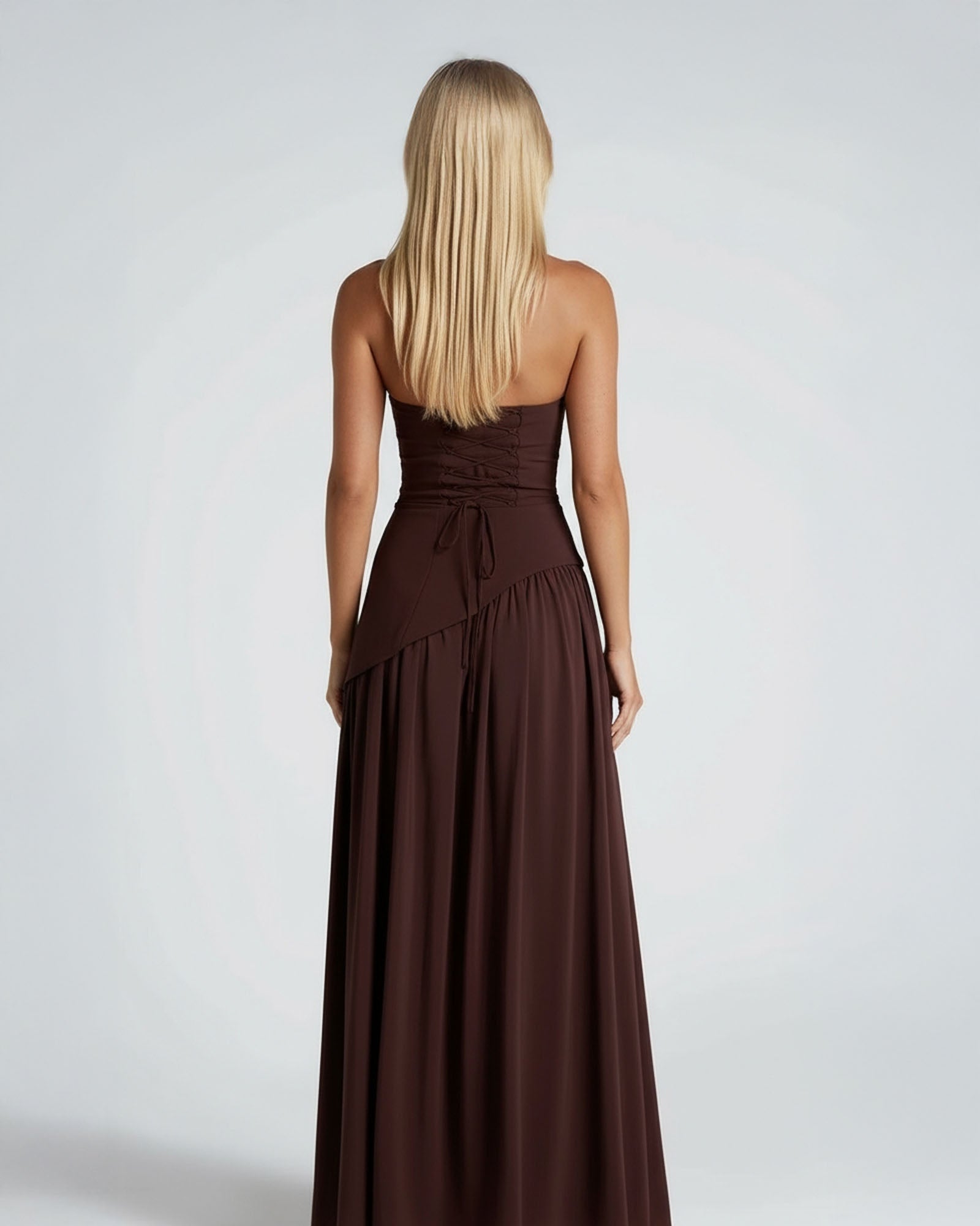Leah Scarf Asymmetric Maxi Dress