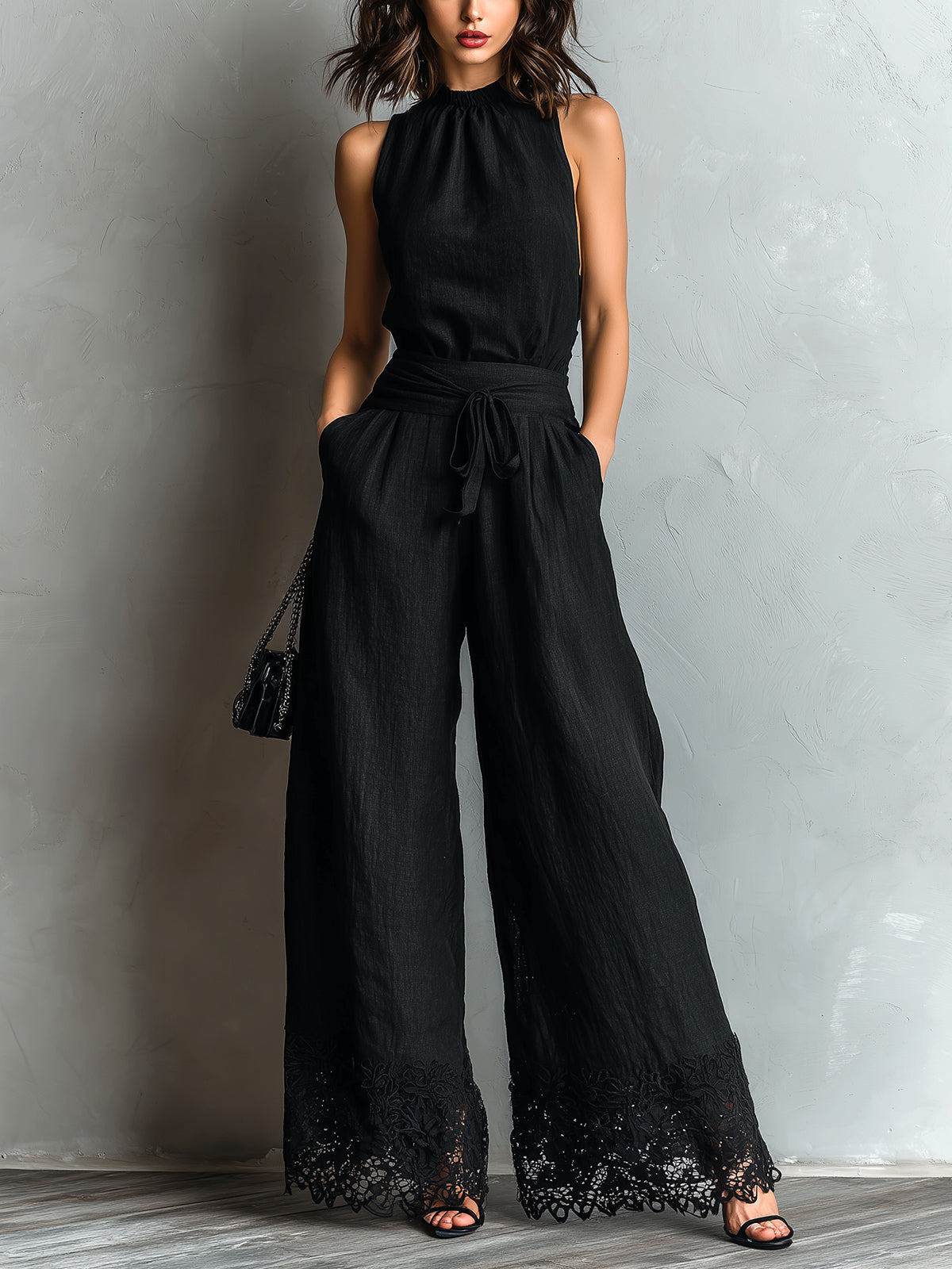 Lila Halter Neck Vest Set
